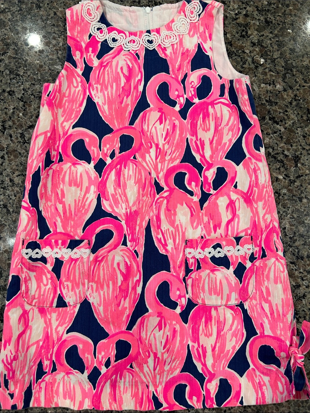 Lilly Pulitzer Pink Flamingo Print Shift in Pink & Navy